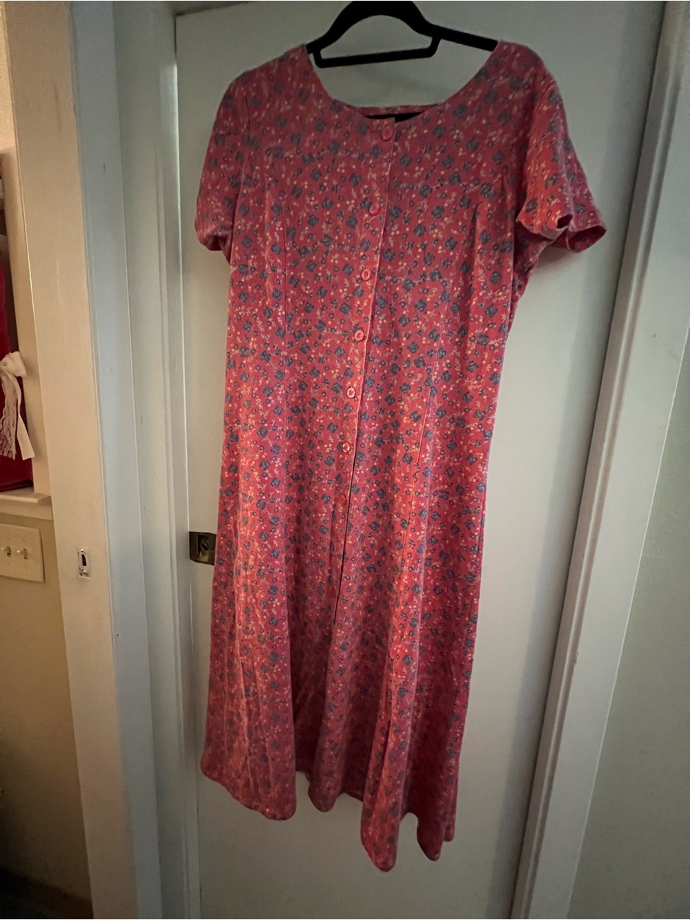 Cherokee Pink Floral Button-Down Midi Dress